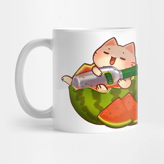 Drunk Watermelon Kitty by vooolatility